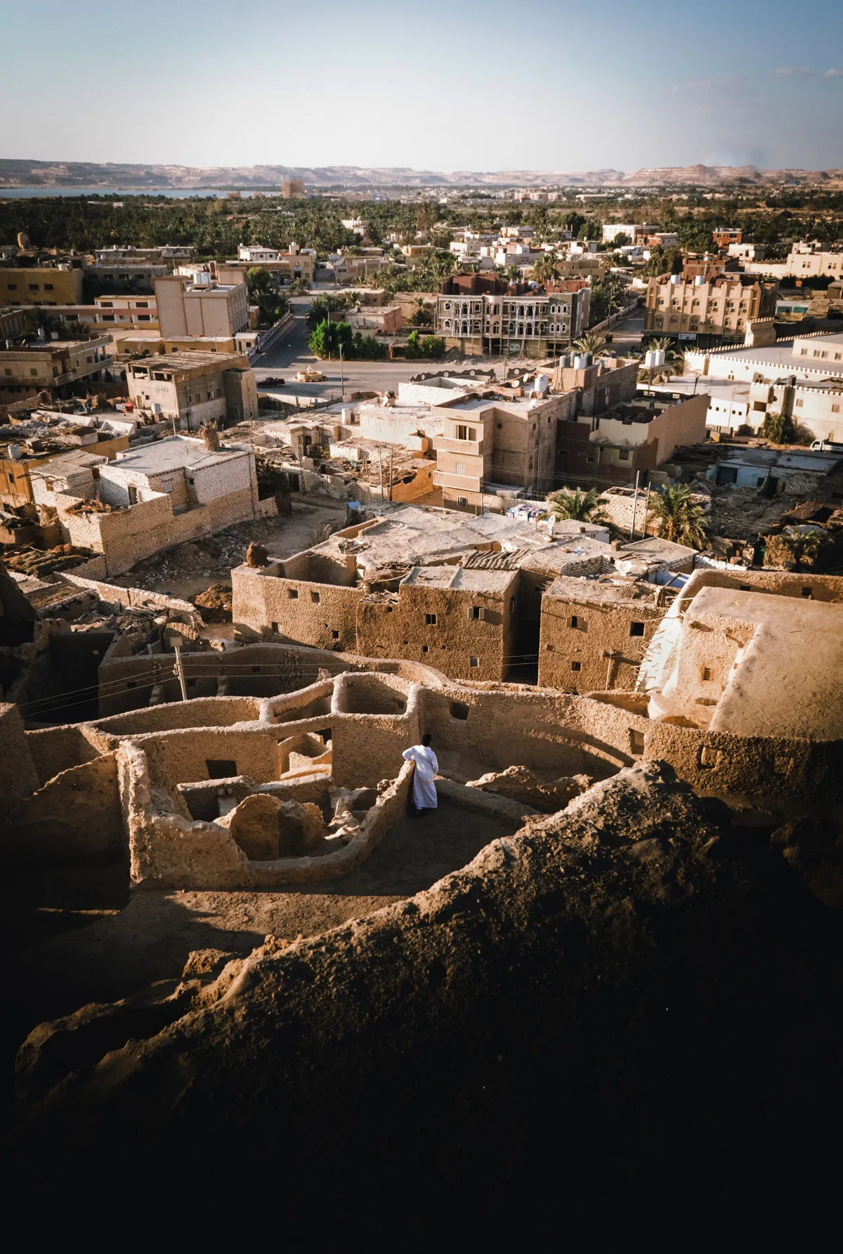 Traditional mud-brick buildings in the old town of Siwa