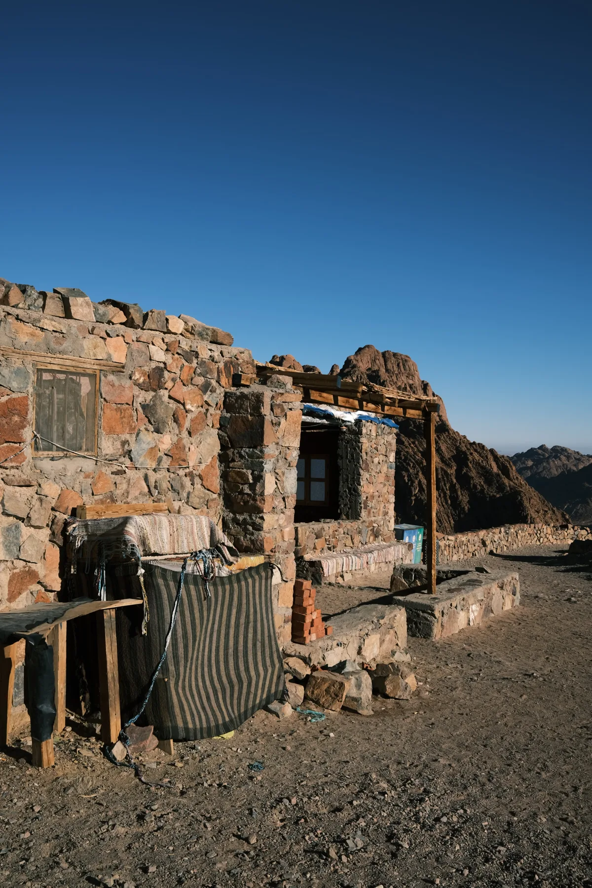 Simple stone shelter high in the Sinai mountains
