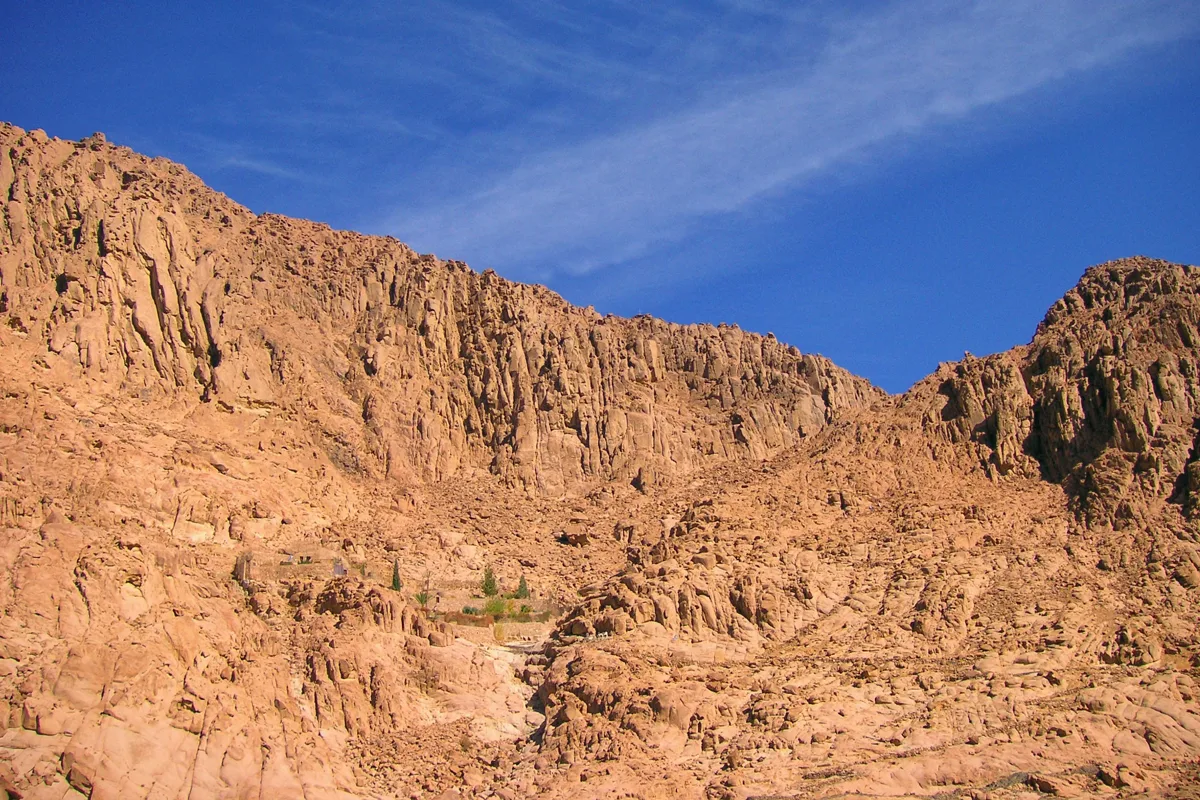 Rugged rocky mountain pass in the Sinai Peninsula
